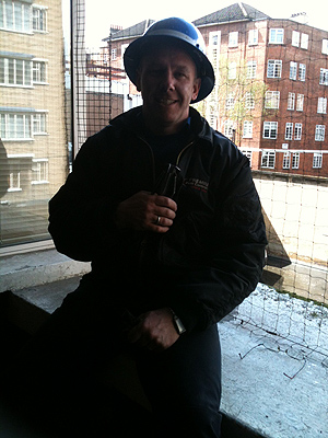 Danny installing a pigeon net